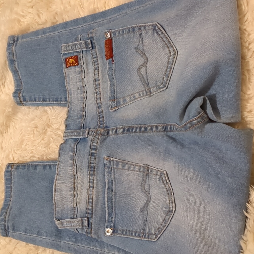 7 for all mankind distressed girls stretch denim jeans size 7 - Picture 6 of 10